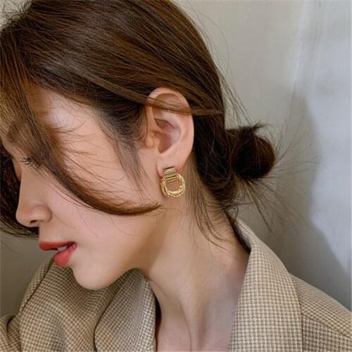 TIMEONLY Elegant Stud Earring Gold Color Alloy Dangle Earrings for Female Women Wedding Gifts Minimalist Geometric Accessories