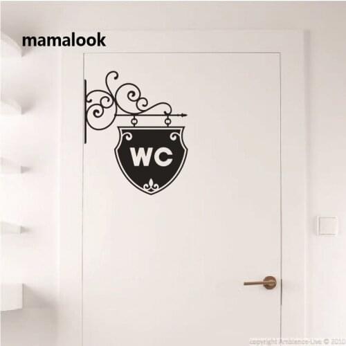 Vintage WC toilet bathroom door wall sticker Doorplate decoration vinyl home decor decals waterproof Toilet sign wall stickers