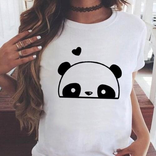 Women Lovely Panda Funny Cute Animal Short Sleeve 90s Summer Casual Fashion Print Sweet Clothes Tops Tees Tshirt T-Shirt