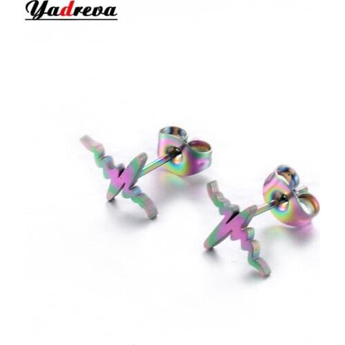 Hot Sale ECG Rainbow Colors Stainless Steel Earrings Ladies Fashion Jewelry