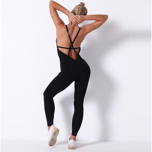 Fitness Women Yoga Set Workout Sport Suit Backless Jumpsuit Sexy Sleeveless Tracksuit Gym Running Sportswear High Waist Leggings