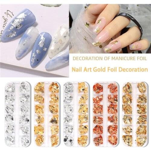 Gold Foils Gorgeous Nails Glitter Aluminum Flakes Gold and Silver Tin Foil Nail Design Nail Art Decoration Accessories