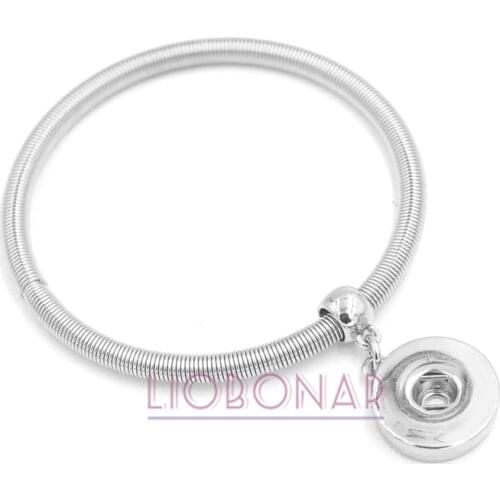 10PCS Wholesale 18mm Button Snap Pendant Adjustable Expandable Elastic Snap Bracelets for women jewelry Pulsera Bijoux