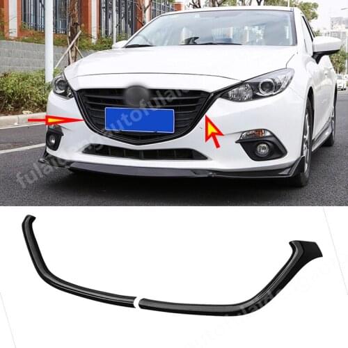 2pcs For Mazda 3 Axela 2014-2016 Carbon fiber ABS black Front bumper grille frame trim decor cover Auto accessories