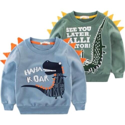 2021 Spring Childrens Clothing Printed Cartoon Animal Clothes 2-8y Baby Boys Dinosaur Sweatshirt Long Sleeved Clothes Tops