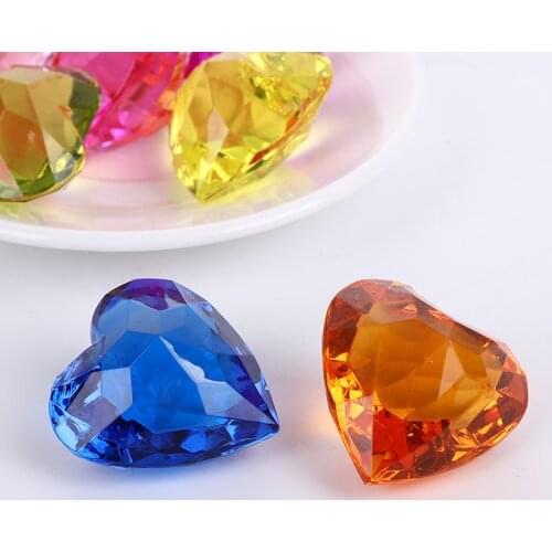 32pcs New Big Acrylic Imitation Crystal Love Heart-shaped Jewelry Childrens Gems Toys Reward Children Gifts Wedding Table Decor