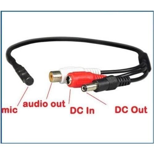 4Pcs Mini Mic Audio Microphone Cable for CCTV Security Camera With Power Cable