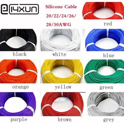 5 Meter 20AWG 22AWG 24AWG 26AWG 28AWG 30AWG Silicone Wire Ultra Flexiable Test Line Cable tinned copper lamp soft Wires Cables