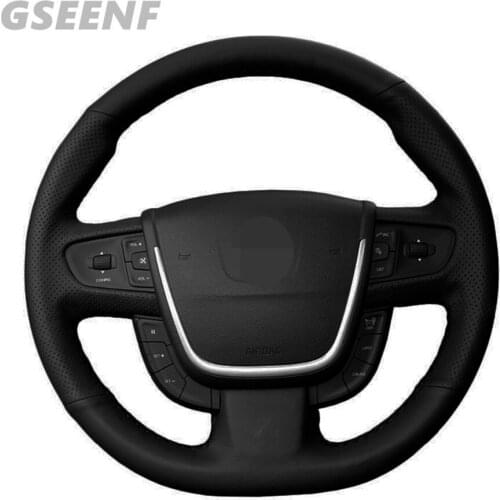 Car Accessories Steering Wheel Cover For Peugeot 508 2011-2008 508 SW 2011-2008 Black Hand-stitched Soft Artificial Leather