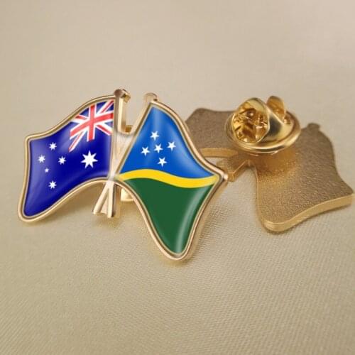 Australia and Solomon Islands Crossed/Double/Friendship Flags Lapel Pins/Brooch/Badges