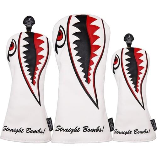 White PU Leather Shark Design Golf Headcovers Driver Club Cover for TSi G425 SIM Driver Great Gift