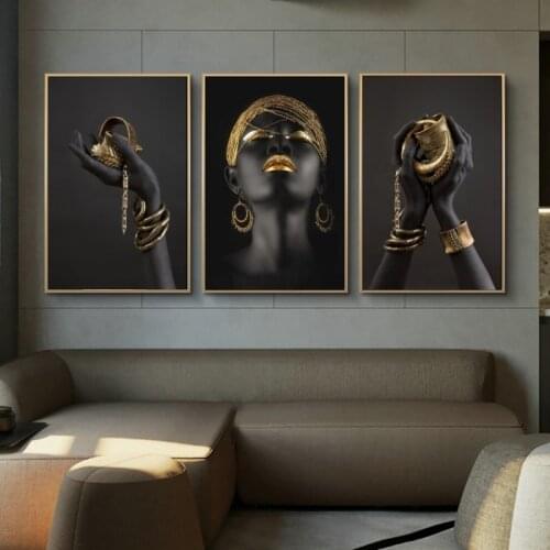 Black Hands Holding Silver Jewelry Wall Art Posters And Prints Modern African Art Canvas Paintings Home Wall Decorative Pictures