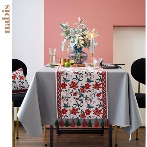 Flowers Leaves Table Runner Wedding Decoration Christmas Dinner Table Decor Table Runners and Placemats