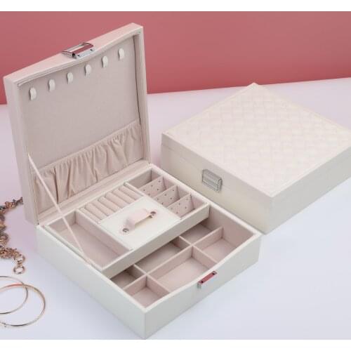 Double Layer Jewelry Box Earring Necklace Display Storage Case Home Travel Organizer