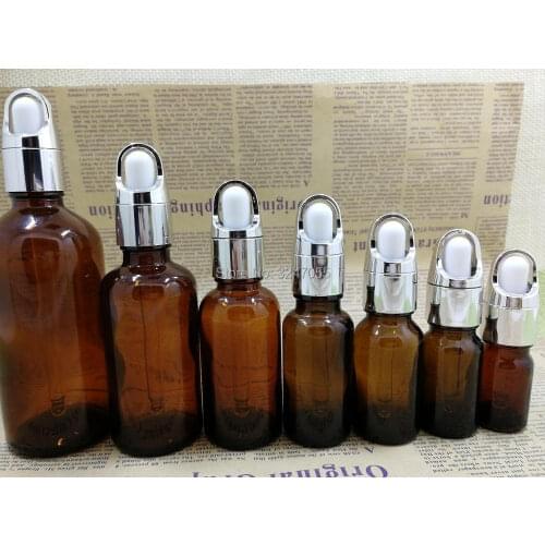 Empty Brown Glass Bottle for Essential Oil, DIY Amber Vial Droppers with Glass Pipettes, 5/10/15/20/30/50/100ml Dropper Vials