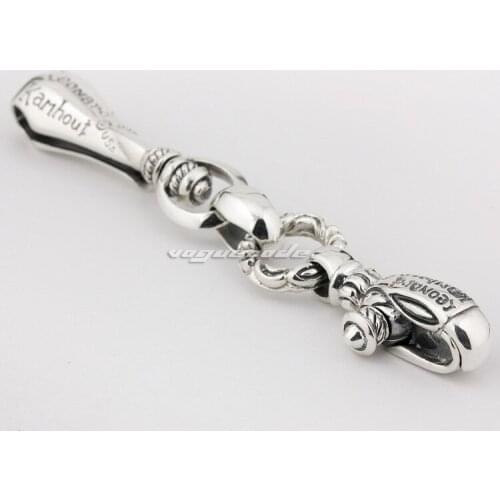 Gothic Eagle 925 Sterling Silver KeyRing Belt Clip Mens Biker Punk Keychain 8J003