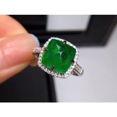 E622 Solid 18K Gold Jewelry Zambia Origin Nature Green Emerald 4.5ct Gemstone Diamonds Female Rings for women Fine Ring