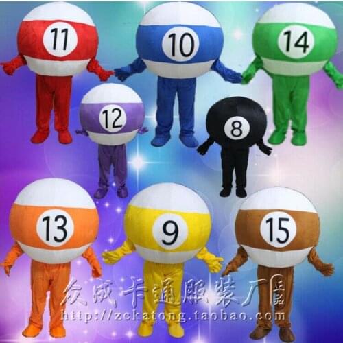Billiard Ball Mascot Costumes colorful Cosplay Fancy Dress Outfit Adults Size Halloween Xmas carvinal Party welcome openning