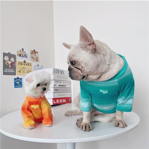 Summer Dog ClothesT-shirt Hawaiian Pets Clothing Shirt for Small Dogs Thin Striped Schnauzer Chihuahua Designer Hoodie Clothes