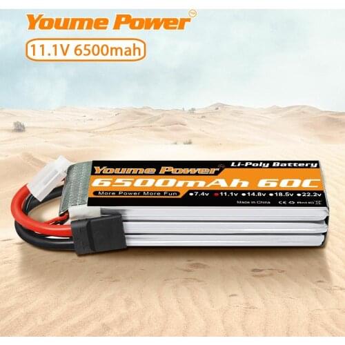 Youme 3S Lipo Battery 6500mah 11.1V 60C T XT60 Deans EC5 XT90 EC3 For TRX X-Maxx 1/10 Monster Car Truck RC Helicopter Drone Boat