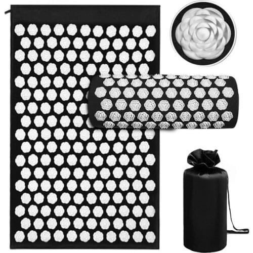 Yoga Mat Massager Cushion Press Relieve Non-Slip Acupressure Cushion Massage Mat with Massage Pillow Back Body Pain Spike Mat