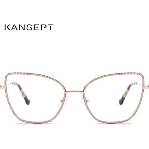 Metal Women Glasses Frame Pink Cat Eye Women Optical Eye glasses frame 2020 Fashion Brand Design New Arrival High Quality