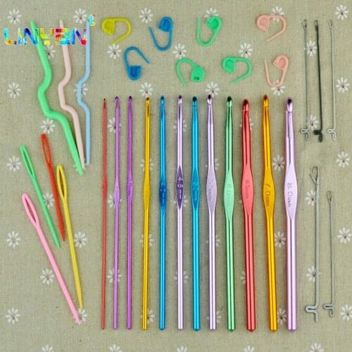 Handmade needlework Knitting kit Alumina crochet Knitting pins hand sewing needle tools color aluminum crochet hook needle t3
