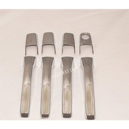 8pcs Chrome plated DOOR HANDLE COVER FOR Pajero V73 2001 Handle Auto Door waist line Protective decoration Stickers Covers Trim