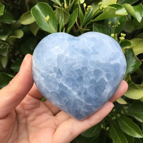 220-240g Natural Polished Blue Celestite Crystal Fossil Heart Specimen Healing