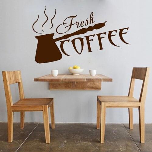 Fresh Coffee Wall Stickers Cafe Bar Counter Kitchen Interior Decor Art Vinyl Wall Decal Window Glass Sticker Removable S1035