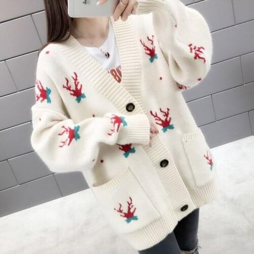 New Arrival Warm Women Sweater With Buttons Long Sleeve Jacquard Knitted Cardigan Ladies Spring