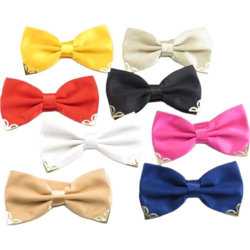 Solid bow ties for men wedding Metal corner bowtie Classic fashion Monochrome bowknot pinkycolor cravata for bit boys parts