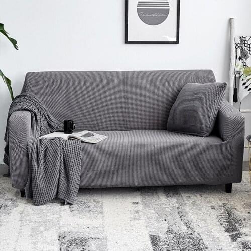 Solid Color Velvet Thicken Sofa Covers Elastic Knitting Couch Cover For Living Room Universal Seater 1/2/3/4 Sectional Slipcover