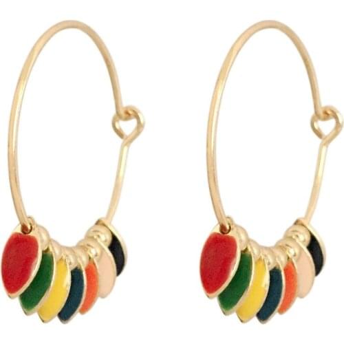 Hot Summer New Arrivals Lovely Gold Color Plating Heart Or Oval Multi Colored Strand Hoop Earrings For Women Cute Lovely Jewelry