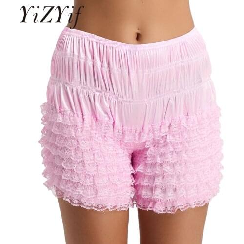 YiZYiF Sexy Womens Ruffle Summer Casual Shorts Bloomers Lace Sissy Frilly Knickers Layered Boyshort Womens Loose Pumpkin Shorts