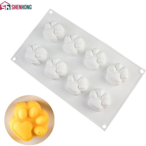 SHENHONG Cat Foot Shape Silicone Mold For Baking Cake Decorating Mousse Fondant Chocolate Candy Making Muold