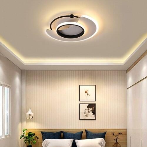 Modern simple bedroom lamp warm romantic round ceiling lamp personality crescent room study lamp