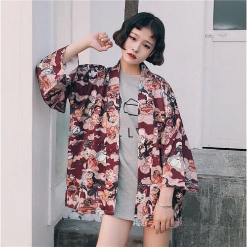 Japanese Kimono Traditional Yukata Men Cardigan Mujer Women Short Outwear Coat Hyakki Yakou Clarkes World Costumes