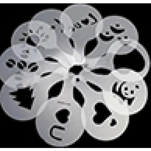 16Pcs Fashion Cappuccino Coffee Barista Stencils Template Strew Pad Duster Spray