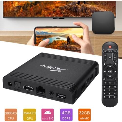 X96Air Android 9.0 TV Box X96 Air QuadCore 2.4&5G Wifi BT Support 8K Smart Media Player Max 4GB Ram 32GB Rom