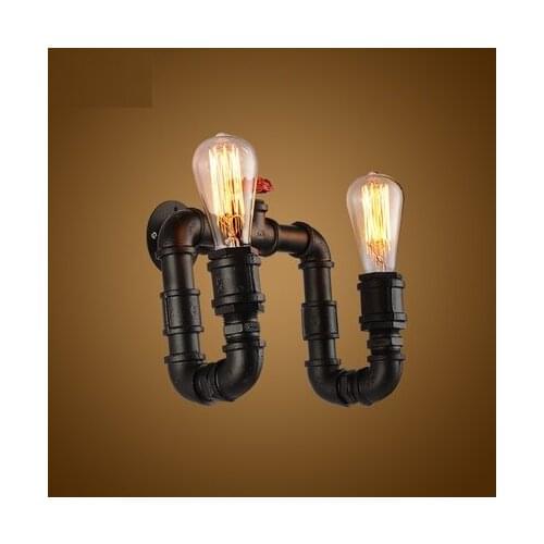Retro Loft Style Edison Wall Sconce Creative Double Water Pipe Lamp Industrial Vintage Wall Light Fixtures Indoor Lighting