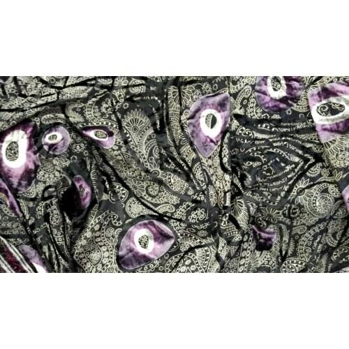 Telas Golden Violet music flowers printed High Quality African Lace Silk Fabric Sewing dress scarf Silk Velvet cotton Fabric