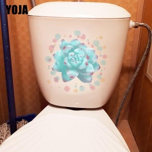 YOJA 22.3X22.2CM Ink Painted Blue Succulents Creative Cartoon Home Wall Sticker Toilet Decal WC Decor T1-1211
