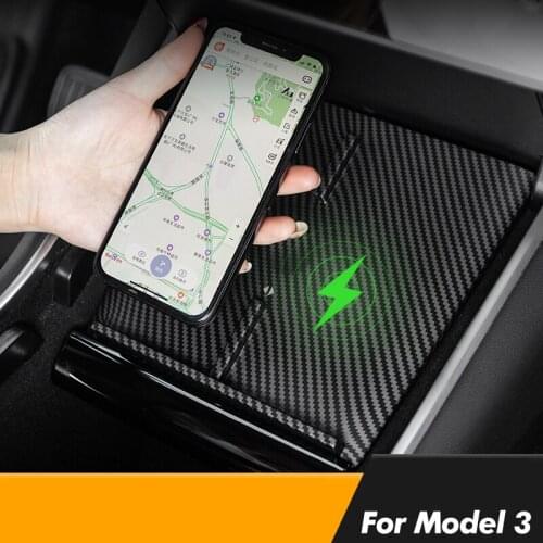 Model3 Car charger carbon fiber for tesla model 3 accessories usb car charge ports dual fast tesla model 3 wireless charger 2020