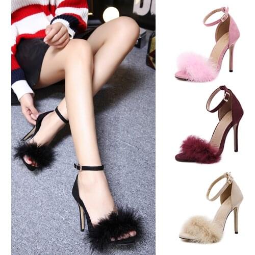 Women Sexy Sandals Pumps High Heels Women Shoes Summer Sandals Shoes Open Peep Toe Ankle Strap Ladies Party Shoes Wedding Pumps