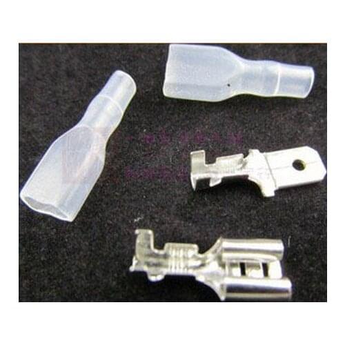 100set 4.8mm BRASS Crimp Terminal Female Spade Connector +Male Spade Connector+ Case