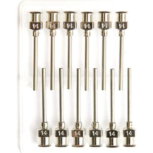12 Pack - Dispensing Needle 1" - All Metal, Stainless Steel Blunt Tip Luer Lock (14 Gauge)