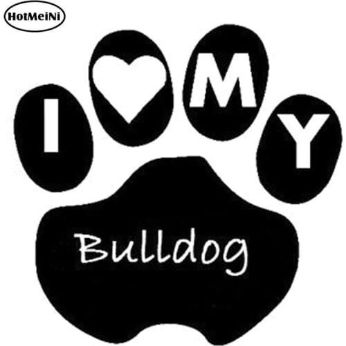 13cm*12.7cm I Love My Bulldog Paw Print Heart Truck Bumper Auto SUV Door Vinyl Stickers Decals Decor c1-05352