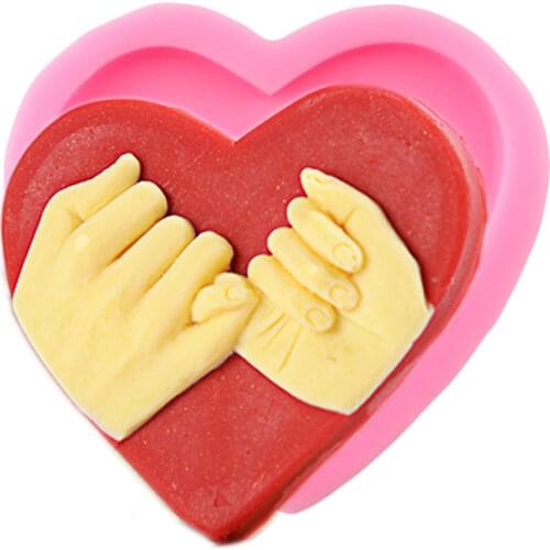 3D Heart Shape Silicone Molds Hand Fondant Chocolate Gumpaste Mould Cake Decorating Tools Soap Resin Clay Candy Moulds