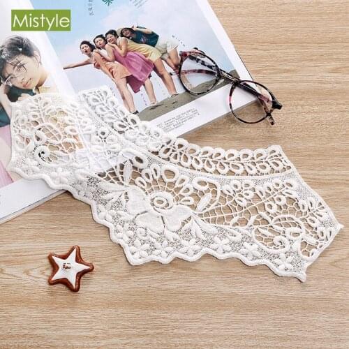 40cm*21cm White Embroidery Cotton Long Sew DIY Accessories Craft Collar Applique Patches Neckline Venise Lace Fabric